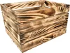 A wooden crate with a burnt wood finish. Produktbild-Vorschau