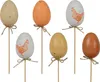 Osterstecker Ei am Stab 35cm bruchfest 6er Set Weiß / Braun Produktbild-Vorschau 3