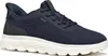 A studio shot of a navy blue Geox sneaker with a white sole. Voir les images du produit