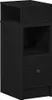 A black wooden nightstand with one drawer and two open shelves. Anteprima dell’immagine prodotto