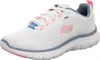 A single white athletic shoe with pink and blue accents is shown against a white background. Podgląd zdjęcia produktu