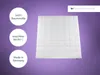 A white duvet is shown against a purple background, with circular overlays on the left detailing product features and a brand logo in the top right corner. Produktbild-Vorschau
