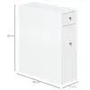 A white bathroom storage unit with dimensions indicated. Voir les images du produit