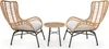 A three-piece outdoor furniture set consisting of two chairs and a small round table, all made of rattan and metal. Náhled obrázku produktu