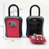 Two views of a red and black combination lock key safe box, with dimensions indicated. Anteprima dell’immagine prodotto
