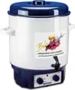 A white and blue electric preserving pot with a blue lid and a black faucet, sitting on a white background. Náhled obrázku produktu