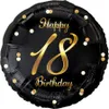 Fóliový balón Happy 18th Birthday, čierna zlatá potlač, 18' Náhľad obrázku produktu 1