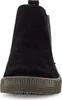 A close-up, front view of a black Chelsea boot with a textured gray sole. Produktbild-Vorschau