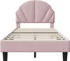 Lit enfant UnboxG 90 x 190 cm en velours rose rembourré – Voir les images du produit 9