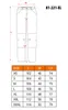 A diagram of pants with measurements and a size chart. Anteprima dell’immagine prodotto