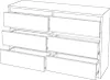 A line drawing of a white, six-drawer dresser. Produktbild-Vorschau