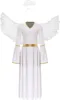 A white angel costume with gold trim, including wings and a halo, displayed against a white background. Podgląd zdjęcia produktu