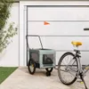 vidaXL Príves na bicykel Psy Šedá a čierna látka Oxford a Náhľad obrázku produktu 2