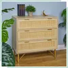 Relaxdays Kommode, 3 Schubladen, Rattan- & Holzoptik, HBT Produktbild-Vorschau 2