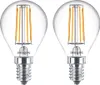 Two clear LED light bulbs with silver bases and visible filament-like elements inside. Produktbild-Vorschau