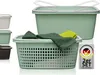 Wäschekörbe 2er Set Grün, 1 x Wäschekorb + 1 x Wäschewanne, Produktbild-Vorschau 1