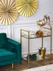 BELIANI Servierwagen Gold Glas Metall 90 x 66 x 40 cm Mobil Produktbild-Vorschau 5