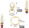 Anello portachiavi in acciaio inox moschettone 80 pezzi oro Anteprima dell’immagine prodotto 2