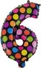 Palloncino in foil numero 6, circa 40 cm, a pois colorati Anteprima dell’immagine prodotto 2