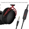 A close-up view of a black and red headset cable with a 3.5mm jack and an inline volume control. Náhľad obrázku produktu