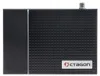 A black satellite receiver with a textured surface and a silver stripe. Produktbild-Vorschau