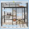 A loft bed with a desk and shelves, set up in a child's room with toys and stuffed animals. Podgląd zdjęcia produktu
