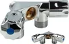 A chrome-plated brass dual device valve with three outlets is shown against a white background. A smaller inset image shows a similar valve from a different angle. Produktbild-Vorschau
