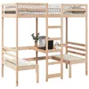 Hochbett mit Schreibtisch & Stühlen 80x200 cm Massivholz Produktbild-Vorschau 2
