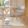 A close-up view of a chair with descriptive text highlighting its features. Voir les images du produit