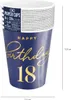 Kubeczki Happy Birthday 18, granatowy 220ml 6szt. Podgląd zdjęcia produktu 2