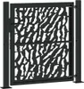 A black metal garden gate with a decorative cutout pattern, shown in a studio setting against a white background. Podgląd zdjęcia produktu