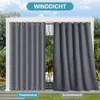 Outdoor curtains hanging on a pergola structure in a garden setting. Produktbild-Vorschau