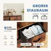A collage of images showcasing a dresser with fabric drawers, highlighting its storage capacity and features. Voir les images du produit