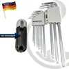 A set of Torx wrenches and a universal grip are displayed against a white and light gray background. Produktbild-Vorschau