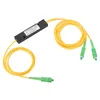 A fiber optic splitter with yellow cables and green connectors on a white background. Anteprima dell’immagine prodotto
