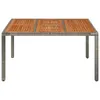 Gartentisch mit Holzplatte Grau 150x90x75 cm Poly Rattan Produktbild-Vorschau 3