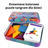 Drewniane kolorowe puzzle tangram dla dzieci – edukacyjna Podgląd zdjęcia produktu 1