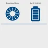 Diagrams illustrating a brushless motor and a battery pack. Produktbild-Vorschau