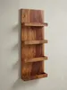 Design Schweberegal 30x80 cm aus massivem Sheesham Holz in der Dreiviertelansicht, die Tiefe der Fächer und die solide Konstruktion sind gut erkennbar._#sku_BARWL6.532# Produktbild-Vorschau
