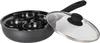 A black egg poacher pan with a glass lid is shown against a white background. Voir les images du produit