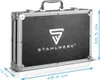 A black and silver tool case with dimensions indicated. Produktbild-Vorschau