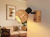 Wandstrahler innen 1 flammig Holzlampe mit Rattanschirm Produktbild-Vorschau 8