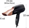A black Panasonic hair dryer with rose gold accents, shown with dimensions indicated by text and arrows. Podgląd zdjęcia produktu