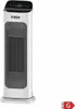 A white and black ceramic heater with a digital display. Voir les images du produit