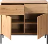 Kommode, 2 Türen, 2 Schubladen, Eichendekor - L90 x H80 cm Produktbild-Vorschau 3