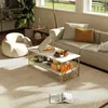 Moderne Couchtisch Weiß Marmor mit Stauraum - Sofatisch Produktbild-Vorschau 2