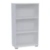 A plain white three-shelf bookcase. Produktbild-Vorschau