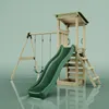 OutdoorToys Spielturm Neapel aus Holz in Dunkelgrün mit Produktbild-Vorschau 1