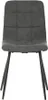 A front view of a gray upholstered dining chair with black metal legs. Náhled obrázku produktu