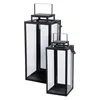 2tlg Metall Laternen Set Schwarz Gartenlaterne Windlicht Produktbild-Vorschau 2